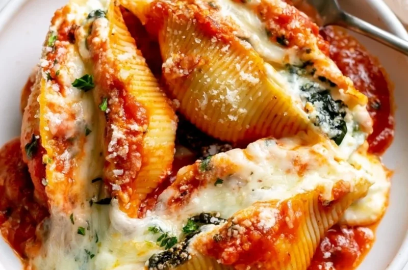 A plate of delicious stuffed shells filled with cheese and herbs