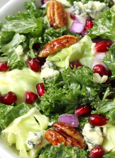 Winter Chopped Salad with Pomegranate and Blue Cheese for holiday celebrations
